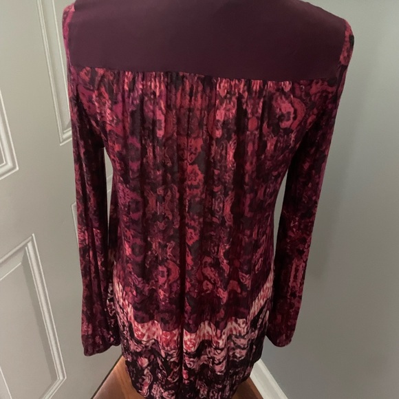 Vintage America Boho top Long sleeve burgundy shades size medium - Picture 7 of 9